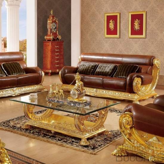 Sofa tân cổ điển mạ vàng sang trọng